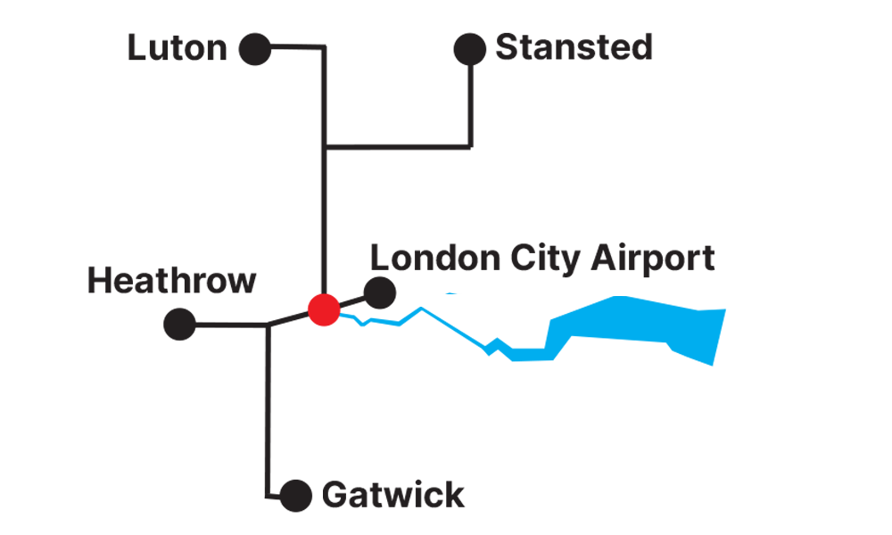 Airport routes map